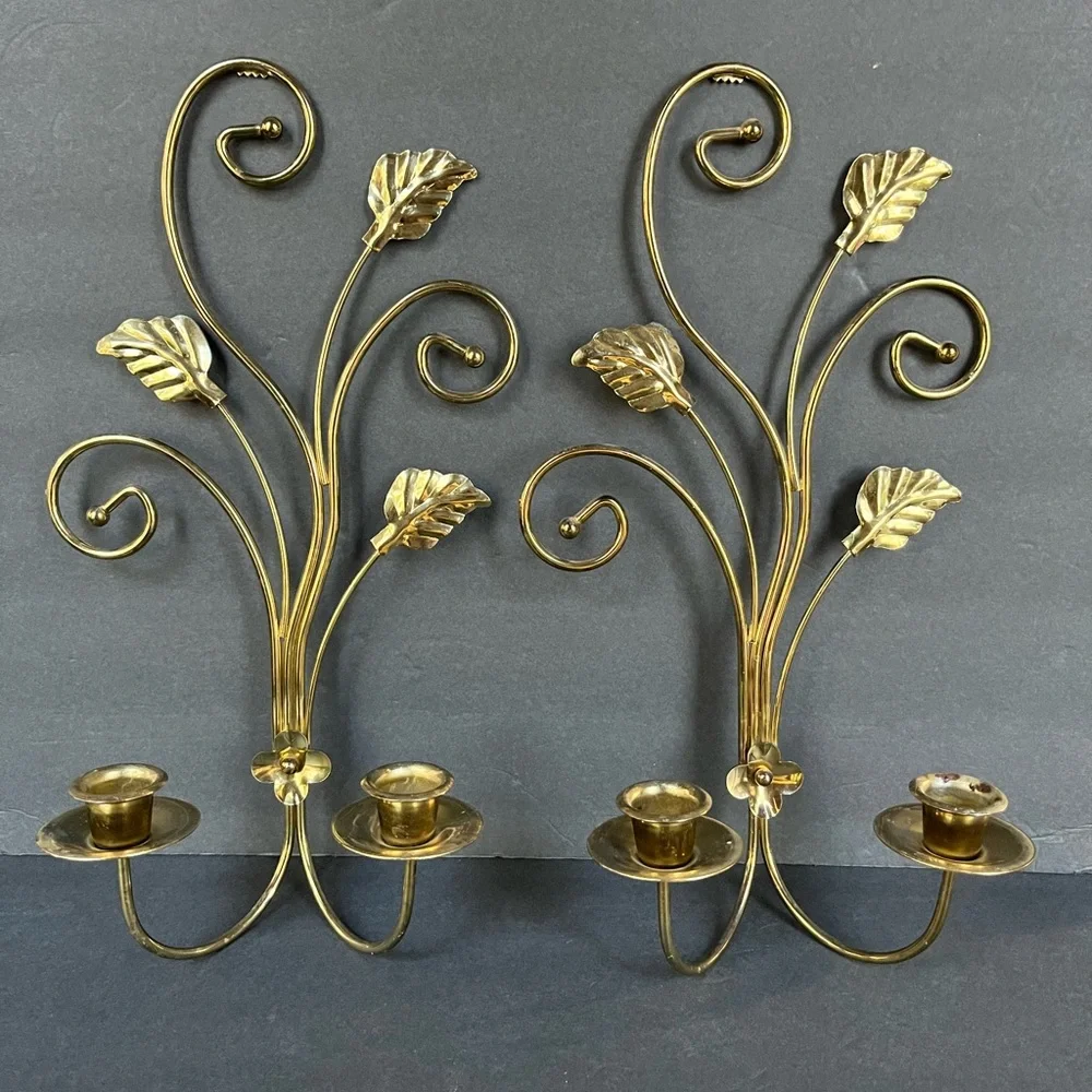 Home Interiors Gold Three-Arm Metal Candle Holder